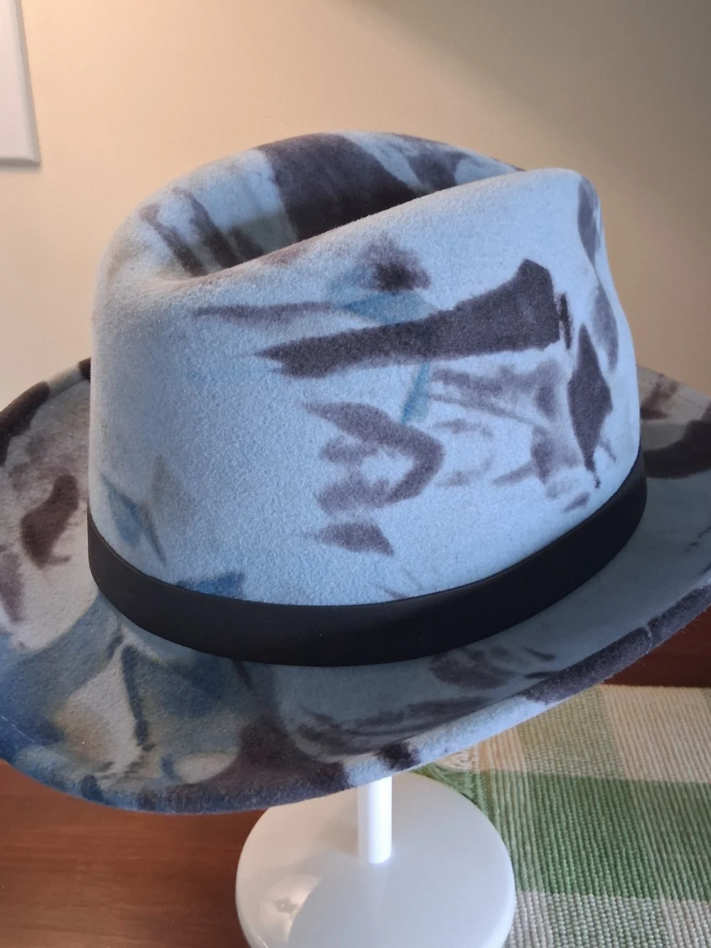 Goorin Bros Wool Felt Fedora Blue Camo Black Band Large